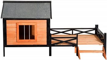 PawHut Wooden Cabin Elevated Dog House With Porch review